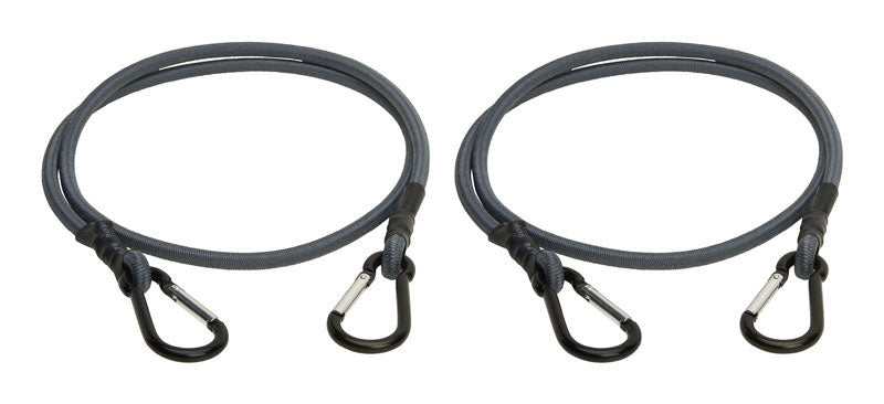 Keeper Gray Carabiner Style Bungee Cord 48 in. L X 0.315 in. 2 pk