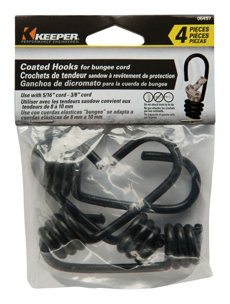 Keeper Black Bungee Cord Hooks 5/16 in. L X 3/8 in. 4 pk