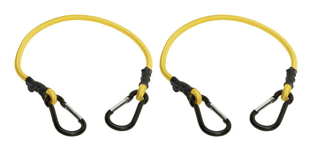 Keeper Yellow Carabiner Style Bungee Cord 24 in. L X 0.315 in. 2 pk