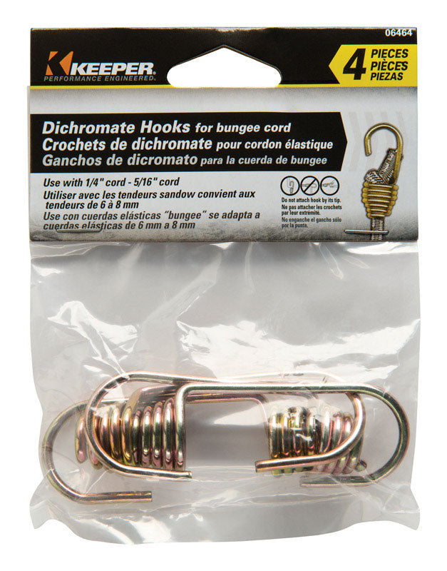 Keeper Gold Bungee Cord Hooks 1/4 in. L X 5/16 in. 4 pk