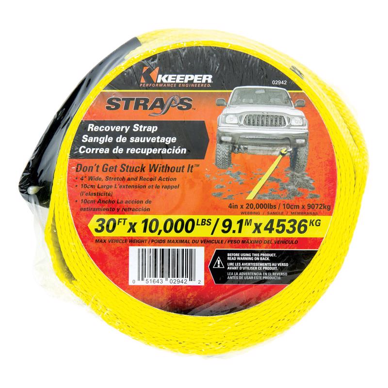 Keeper 4 in. W X 30 ft. L Yellow Vehicle Recovery Strap 10000 lb 1 pk