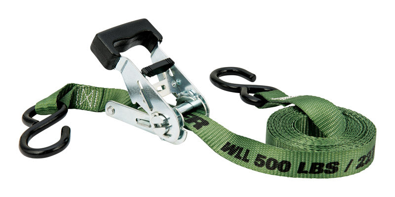 Keeper 1 in. W X 12 ft. L Green Ratchet Tie Down Strap 500 lb 1 pk