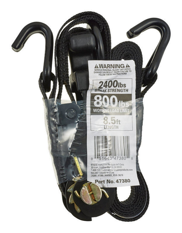 Keeper 1.25 in. W X 8.5 ft. L Black Tie Down Strap 800 lb 1 pk