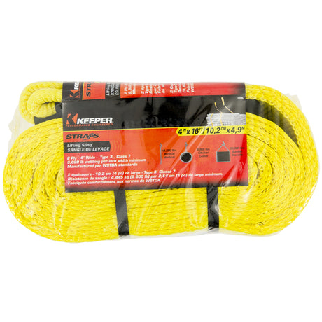 Keeper 4 in. W X 16 ft. L Yellow Lifting Sling 22000 lb 1 pk