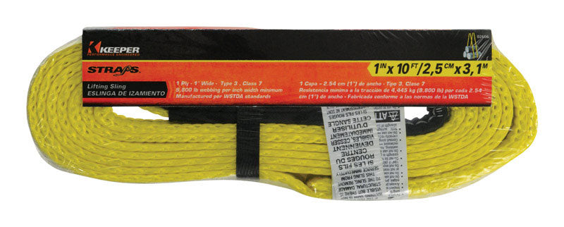 Keeper 1 in. W X 10 ft. L Black/Yellow Lifting Sling 3200 lb 1 pk