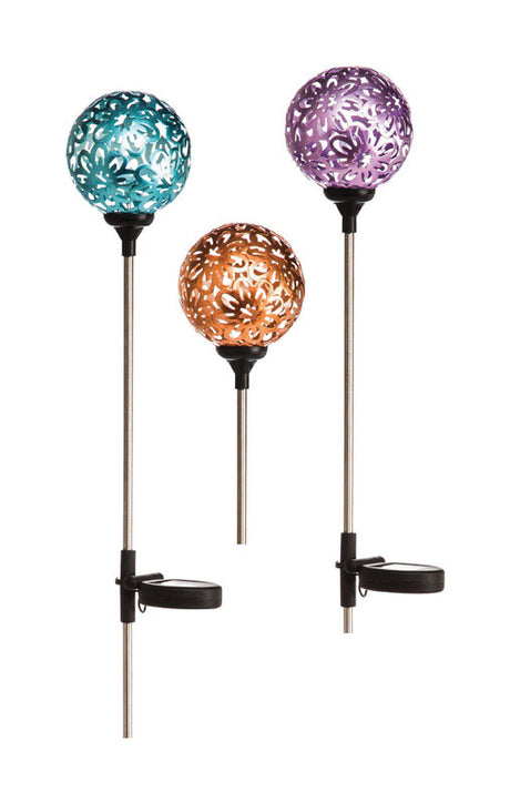 Luminous Garden Multicolored Iron 28.7 in. H Shimmering Solar Garden Stake