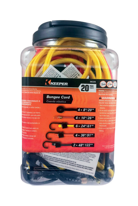 Keeper Assorted Bungee Cord Set 0.315 in. 20 pk