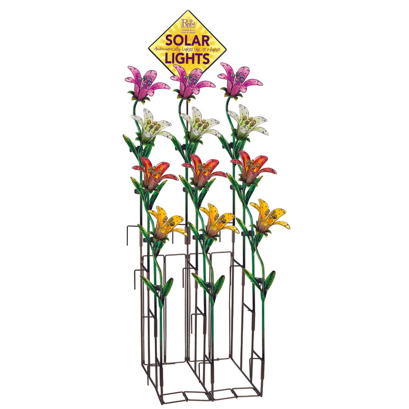 Regal Art & Gift Assorted Glass/Metal 33 in. H Tiger Lily Solar Garden Stake