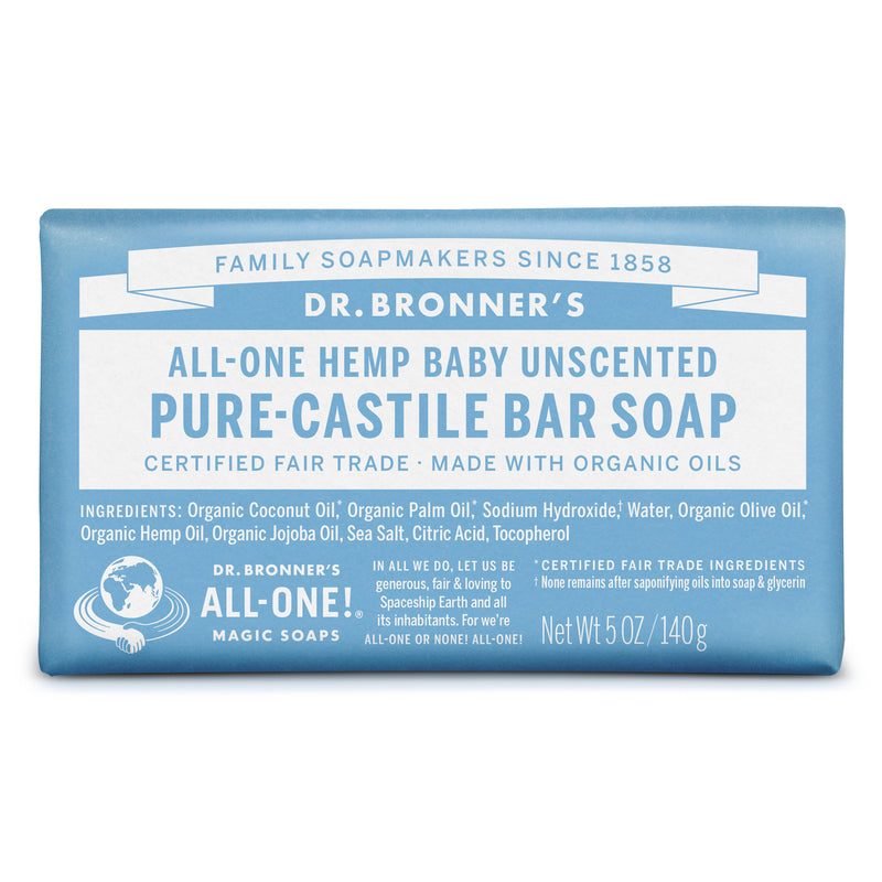 Dr. Bronner's Organic Unscented Scent Pure-Castile Baby Bar Soap 5 oz