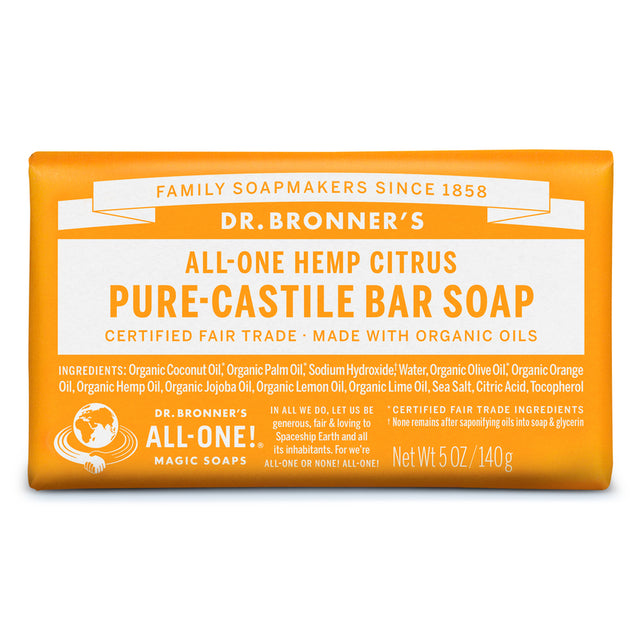 Dr. Bronner's Organic Orange Citrus Scent Pure-Castile Bar Soap 5 oz