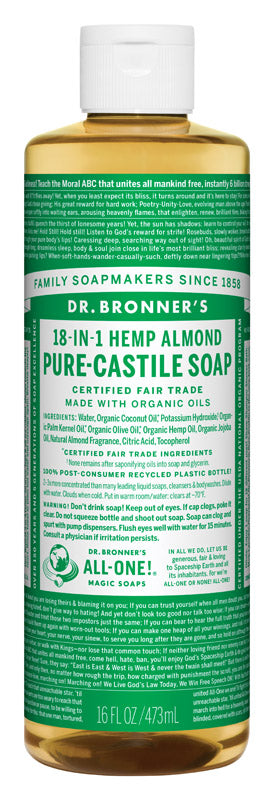 Dr. Bronner's Organic Almond Scent Pure-Castile Liquid Soap 16 oz 1 pk