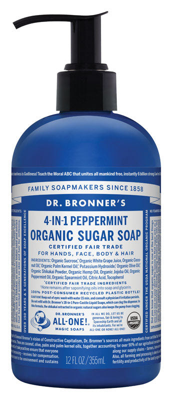 Dr. Bronner's Organic Peppermint Scent Sugar Scrub 12 oz