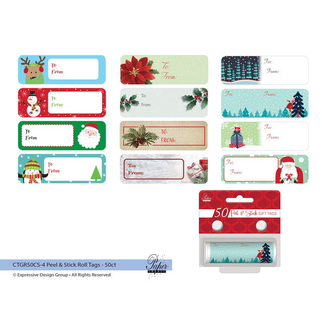 Paper Images Assorted Peel N Stick Roll Holiday Gift Tags
