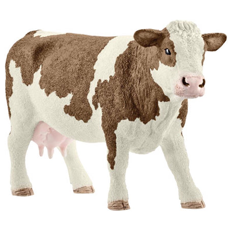 Schleich Farm World Simmental Cow Toy Plastic Brown/White