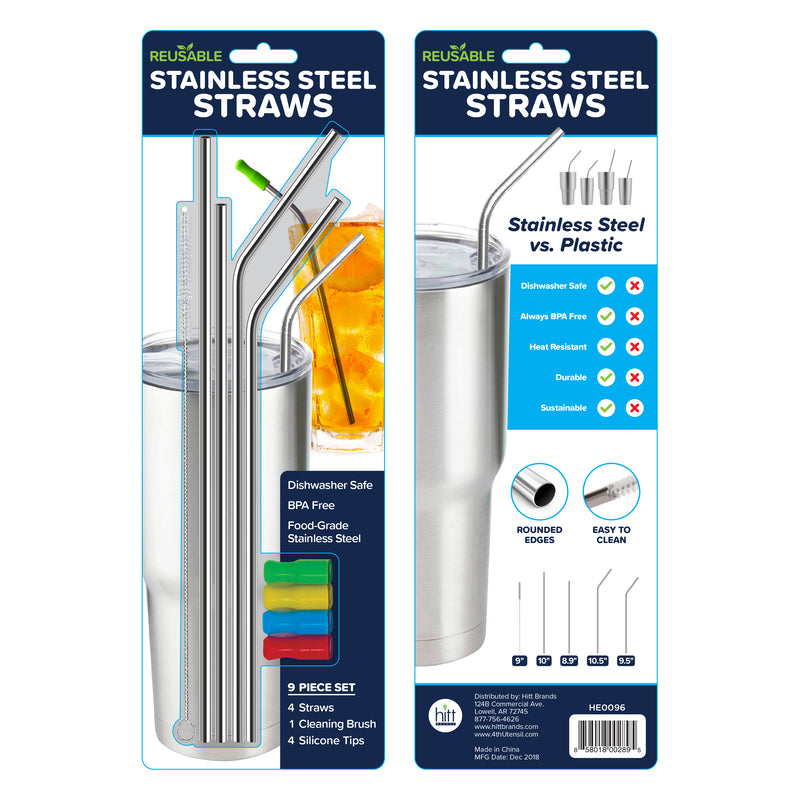 Hitt Brands Multicolored Plastic/Stainless Steel Straws