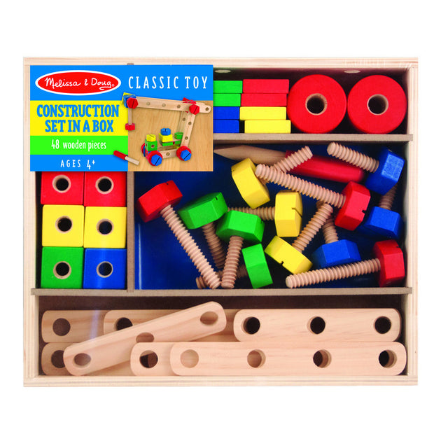 Melissa & Doug Construction Building Set Wood 48 pc