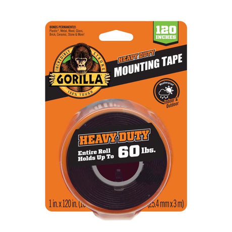 Gorilla Double Sided 1 in. W X 120 in. L Mounting Tape Black