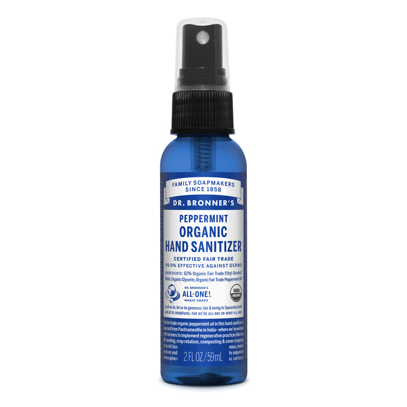 Dr. Bronner's Peppermint Citrus Scent Liquid Hand Sanitizer 2 oz