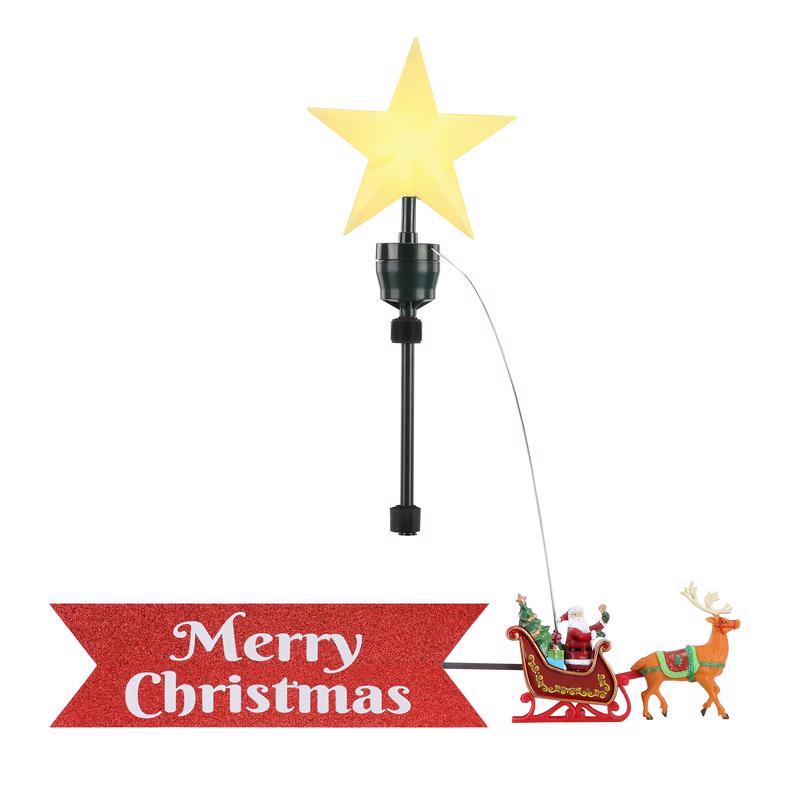 Mr. Christmas LED Santa In Sleigh Animated Tree Topper 21.75 in.