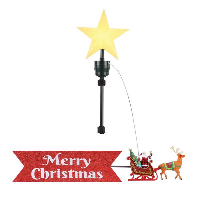 Mr. Christmas LED Santa In Sleigh Animated Tree Topper 21.75 in.