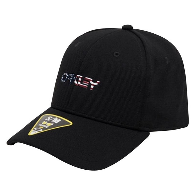 Oakley 6 Panel Stretch Hat Black/Flag S/M