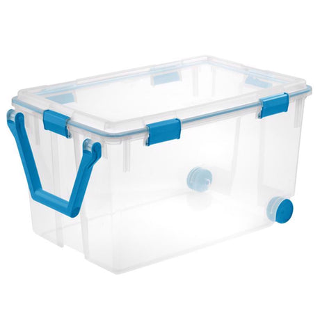 Sterilite 120 qt Blue/Clear Storage Tote w/Wheels 16.75 in. H X 19.625 in. W X 30.25 in. D