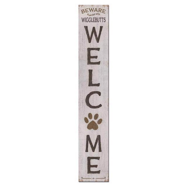 My Word! Multicolored Wood 46.5 in. H Welcome Beware Wigglebutts Porch Sign