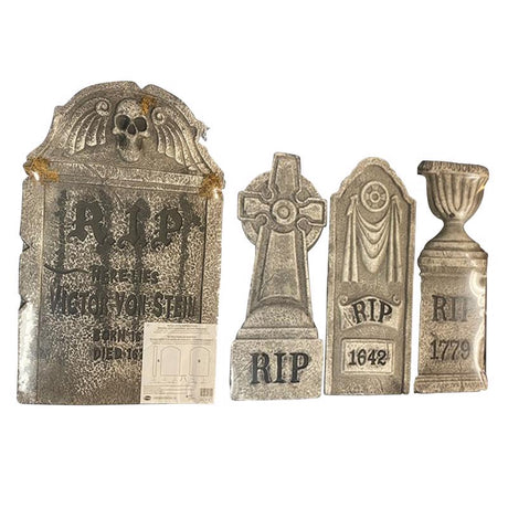 Fun World 21.5 in. Foam Tombstones Set Yard Decor