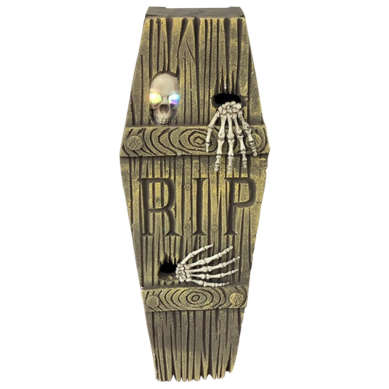 Fun World 27 in. Lite Up Peeping Skeleton Coffin Yard Decor