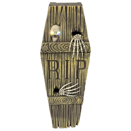 Fun World 27 in. Lite Up Peeping Skeleton Coffin Yard Decor