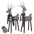 Gerson Black and White Plaid Reindeer Figurine 20 in.