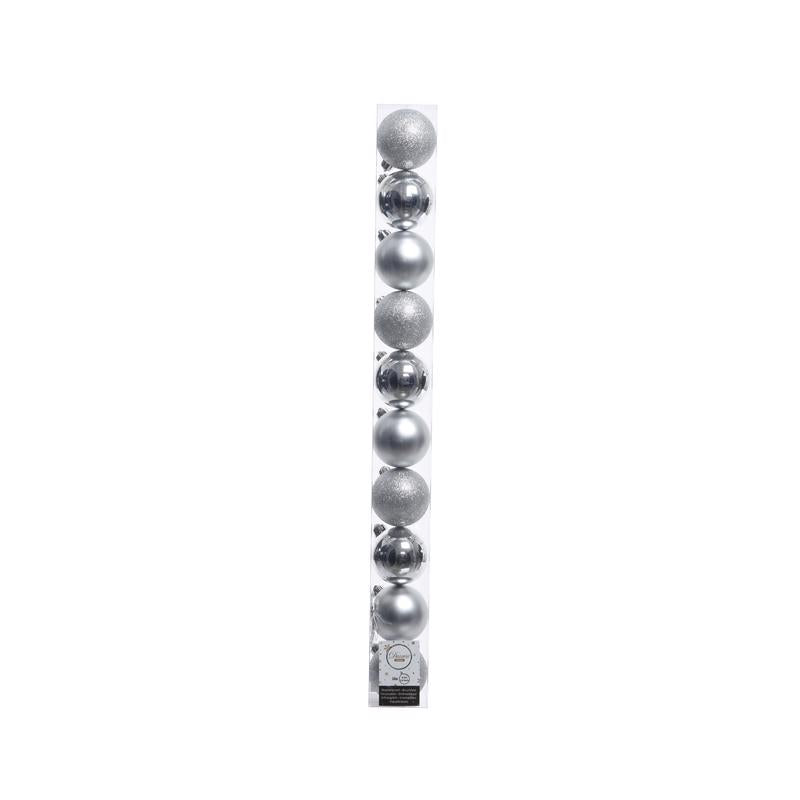 Decoris Silver Shatterproof Baubles Ornaments 2 in.