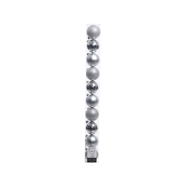 Decoris Silver Shatterproof Baubles Ornaments 2 in.