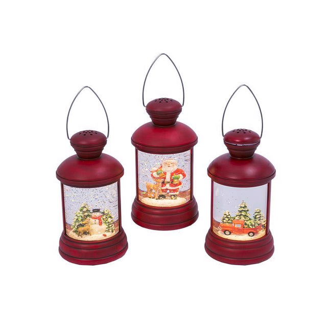 Gerson Red Spinning Lantern Indoor Christmas Decor 7.4 in.