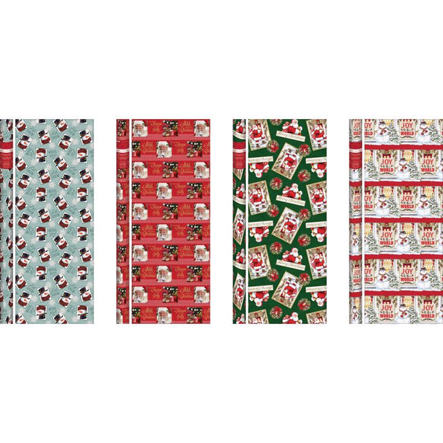 Paper Images Assorted Santas and Snowman Gift Wrap