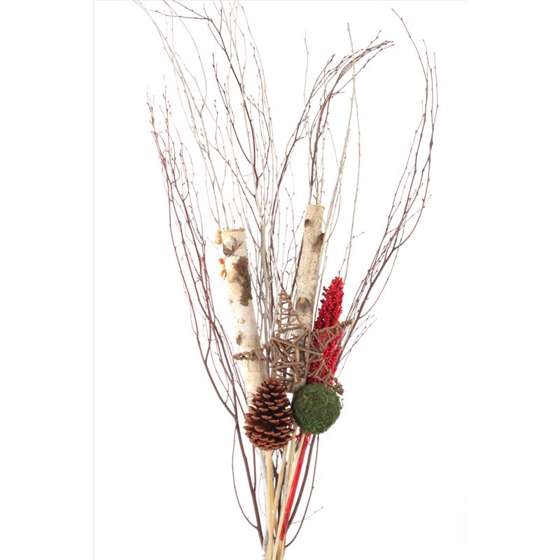 Second Nature Multicolored Winter Birch Arrangement Bouquet Centerpiece 48 in.