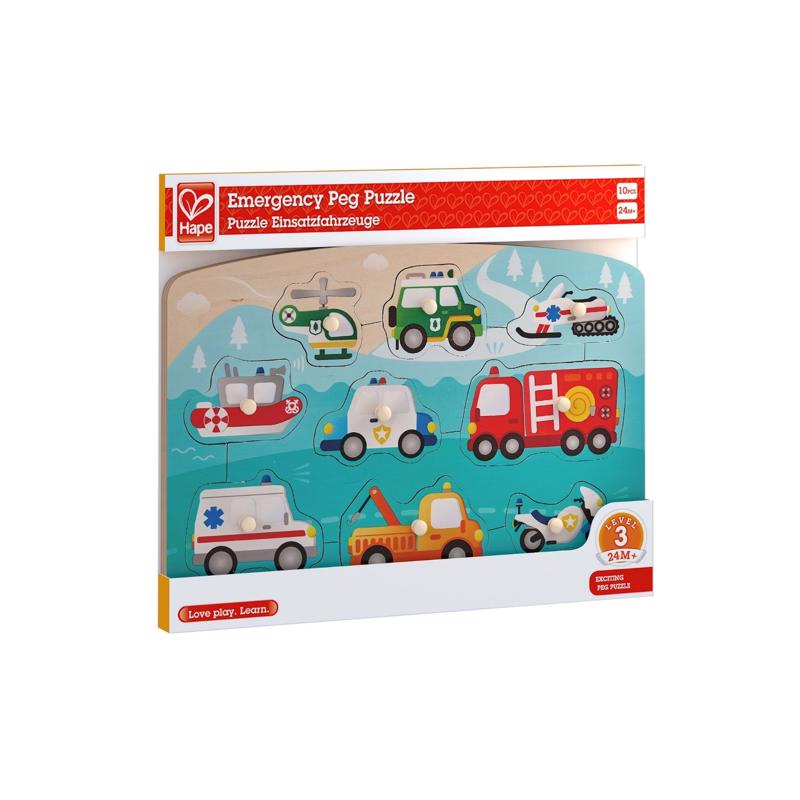 Hape Emergency Peg Puzzle Wood Multicolored 10 pc