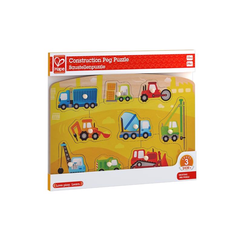 Hape Construction Peg Puzzle Wood Multicolored 10 pc