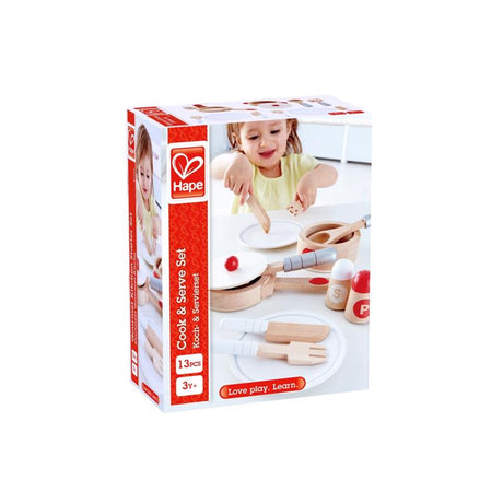 Hape Cook and Serve Set Wood 13 pc