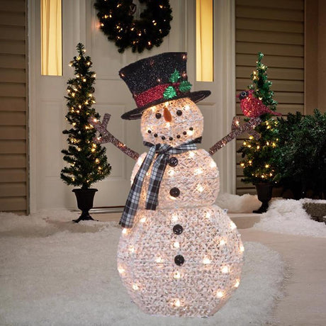 Celebrations Incandescent Clear Snowman with Cardinal 3.25 ft. Yard Decor