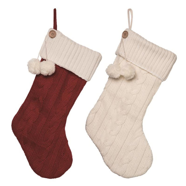 Transpac Assorted Knit Traditional Christmas Stocking 22 in.