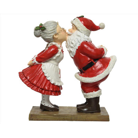 Decoris Red/White Kissing Santa & Mrs Claus Figurine 7.9 in.