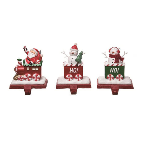 Transpac Multicolored Snowman & Santa Stocking Holder 5 in.