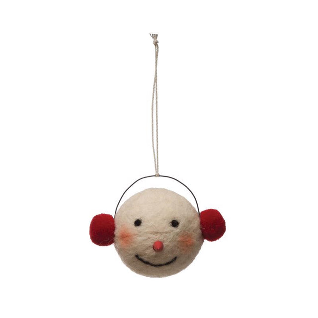 Creative Co-Op Multicolored Snowman Head with Earmuffs Ornament 2.36 in.