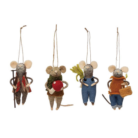 Creative Co-Op Multicolored Gardening Mice Ornament 5 in.