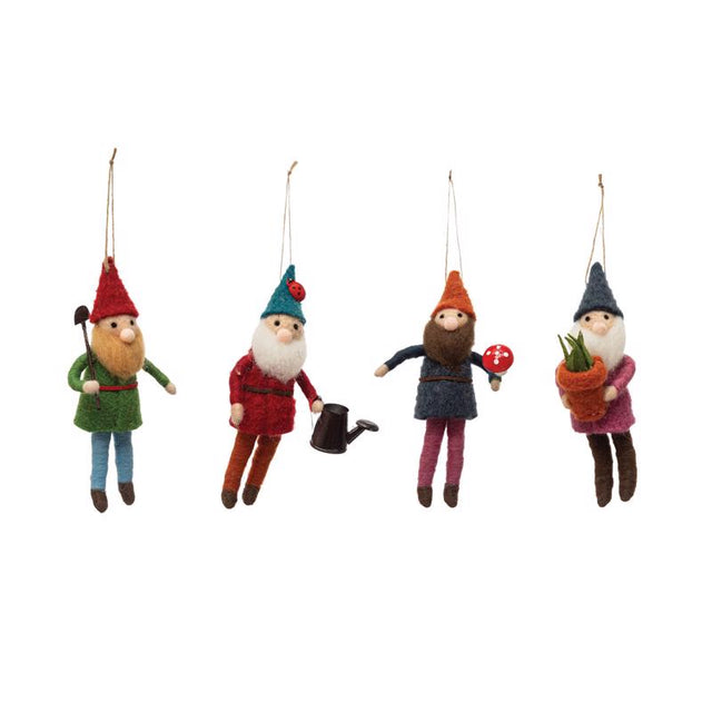 Creative Co-Op Home For The Holidays Multicolored Gardening Gnomes Ornament 6.63 in.