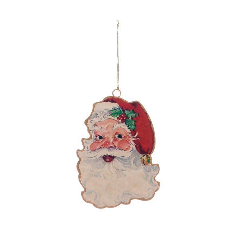 Creative Co-Op Multicolored Vintage 2-Sided Santa Ornament 5 in.