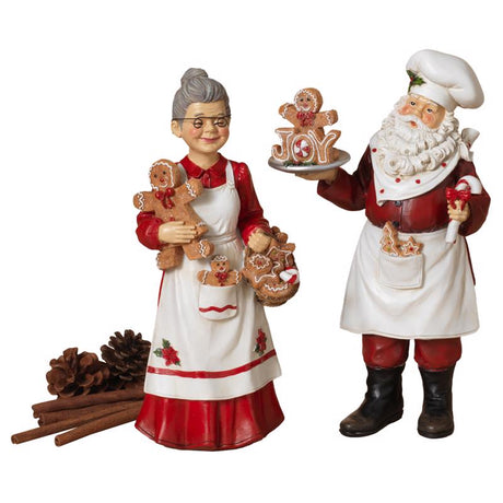 Gerson Assorted Mr. & Mrs. Chef Santa Clause Figurine 12 in.