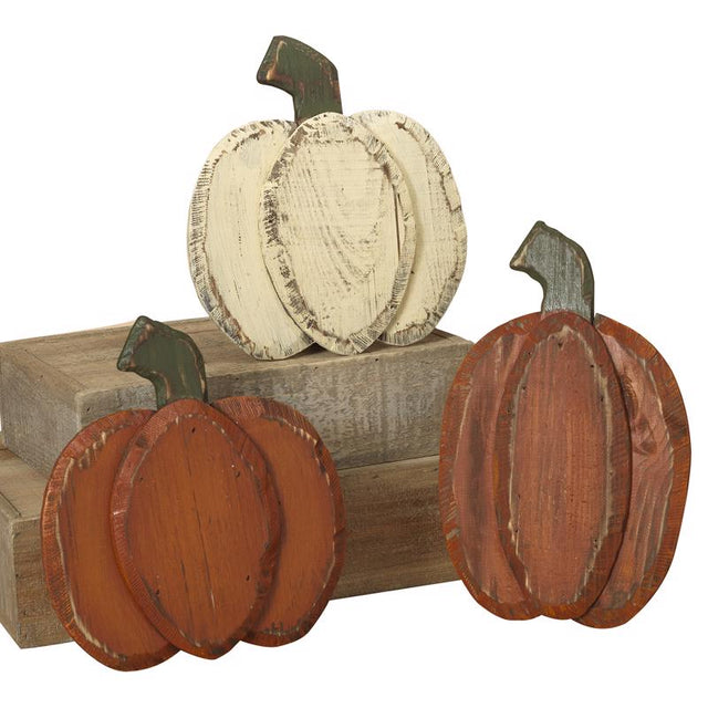 Gerson 9 in. Wooden pumpkins Halloween Decor