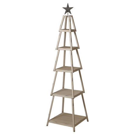 66 in. H Metal/Wood Christmas 5 Tier Tree Shelf w/Star